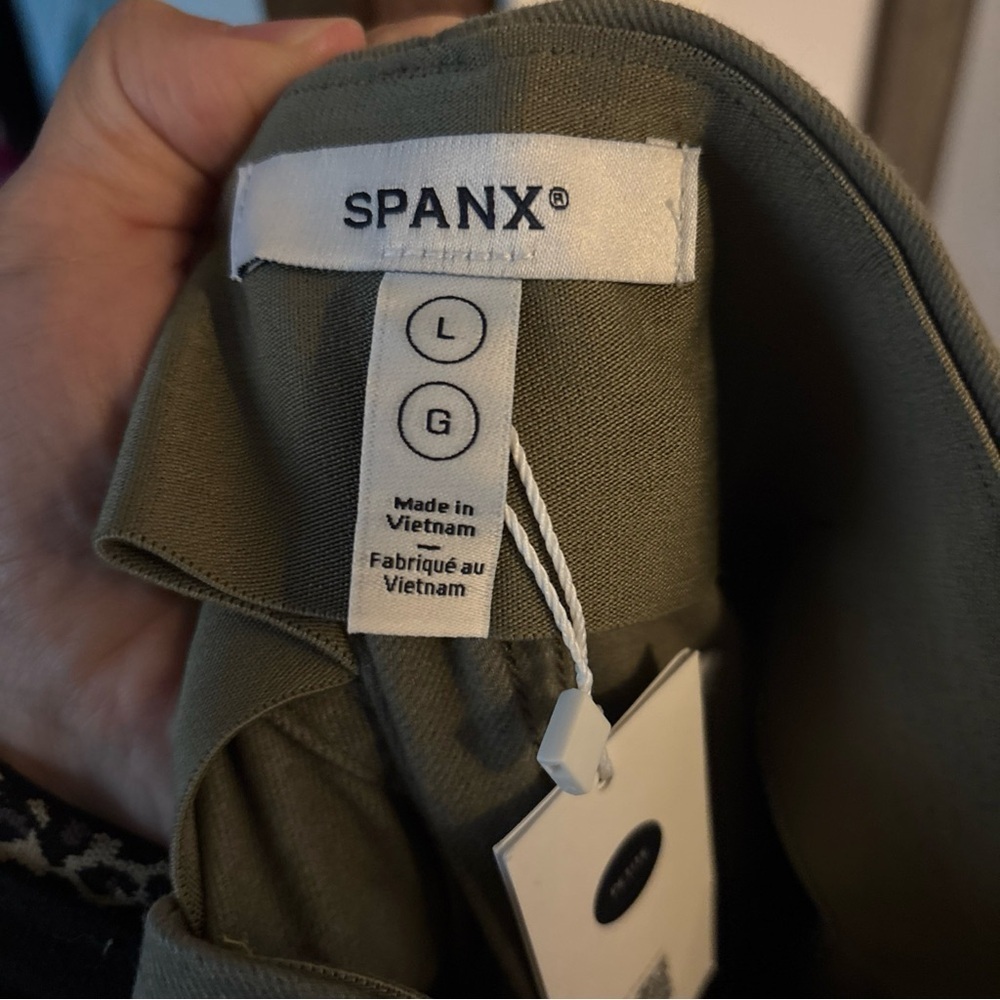 NWT Spanx Stretch Twill Cropped Wide Leg Pants Tuscan Olive Green Size L P New - Picture 11 of 11